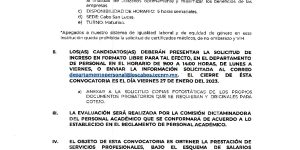 CONVOCATORIA PARA EL PUESTO DE DOCENTE PARA ASIGNATURA «FINANZAS CORPORATIVAS»