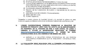 CONVOCATORIA PARA EL PUESTO DE DOCENTE PARA ASIGNATURA «MARCO LEGAL DEL TURISMO»