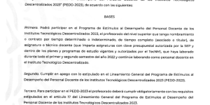 CONVOCATORIA PROGRAMA DE ESTÍMULOS AL DESEMPEÑO DOCENTE