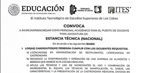 CONVOCATORIA ABIERTA PARA INGRESAR O REINGRESAR COMO PERSONAL ACADÉMICO DE LAS SIGUIENTE ASIGNATURA DE: