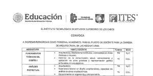 Convocatoria para ingresar o reingresar como personal académico para los puestos de docente para la carrera de arquitectura