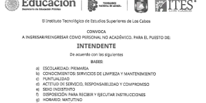 🧑‍💼Oportunidad Laboral en ITES Los Cabos Vacante de Intendente